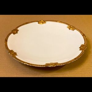 Antique French Limoges Havilland white gold porcelain dessert plate scalloped